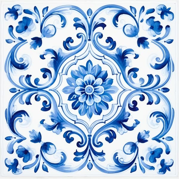 Blue old-fashioned flower model 3 self-adhesive tile decor 30pcs