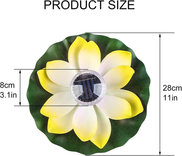 Solcellelamper til dam, flydende lotusblomst solcellelamper til pool, havedam, solcellelamper til åkandeblomster Lotus Light (gul) Lotus Light (Yellow)
