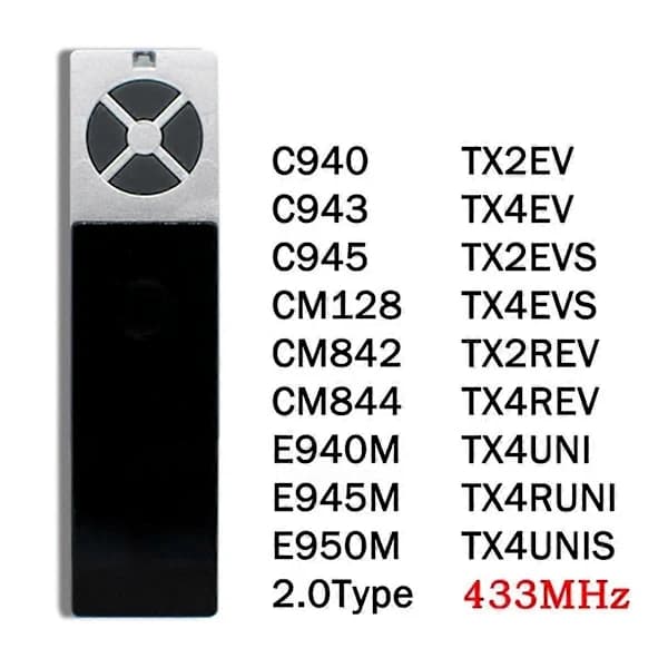 [PL】433.92MHz Garasjeportfjernkontroll TX2EV TX2REV TX4UNI TX4RUNI TX4UNIS TX4UNIF C940 C943 C945 CM128 CM842