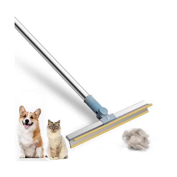 Reusable Pet Hair Remover Adjustable Long Handle Carpet Rake Embedded Fur Remover Scraper A