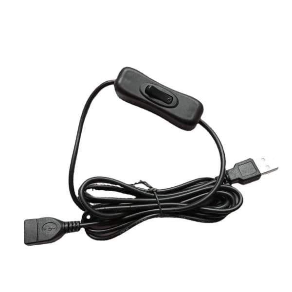 USB-forlengelseskabel hann til hunn med av/på-bryter for dashcam, LED hvit - 304 bryter