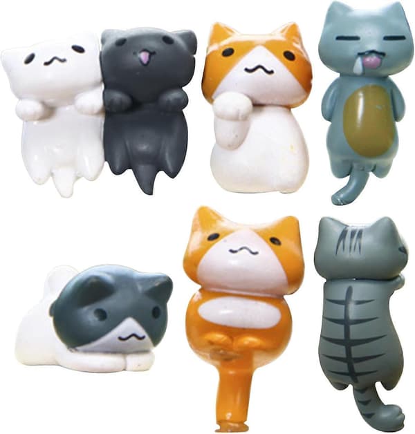 Katfigurer, 6 stk/sæt Mini Katfigurer Søde Realistiske Miniature Kattefigurer Dekorative Fe Dyrestatue Fe Havetilbehør til Dekoration