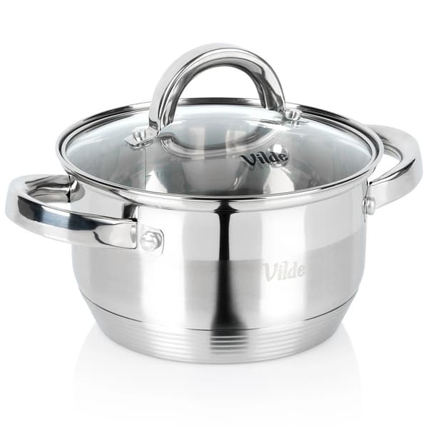 Rustfri gryde med glaslåg, 1,75 l, 16 cm