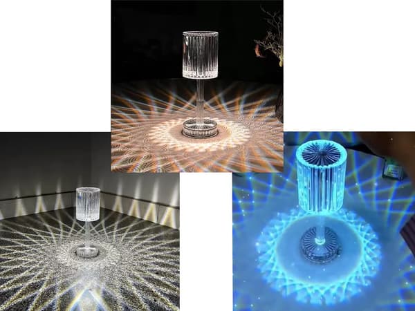 Bordlampe LED krystall RGB USB fjernkontroll 420