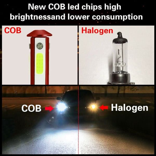 4-sidig 9005+9006 Combo 4-sidig glöd LED dimljuslampor kit 8000K blått halvljus