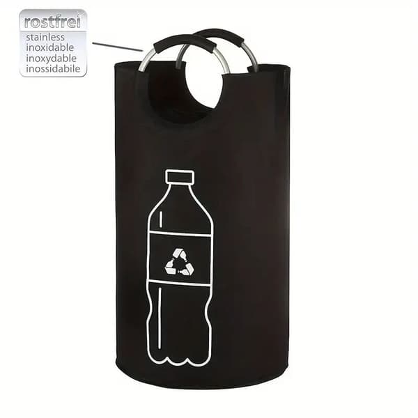 Foldable Recycling Bin 69 Liters Polyester Bottle Collector Cylindrical Waste Bin for Home Use