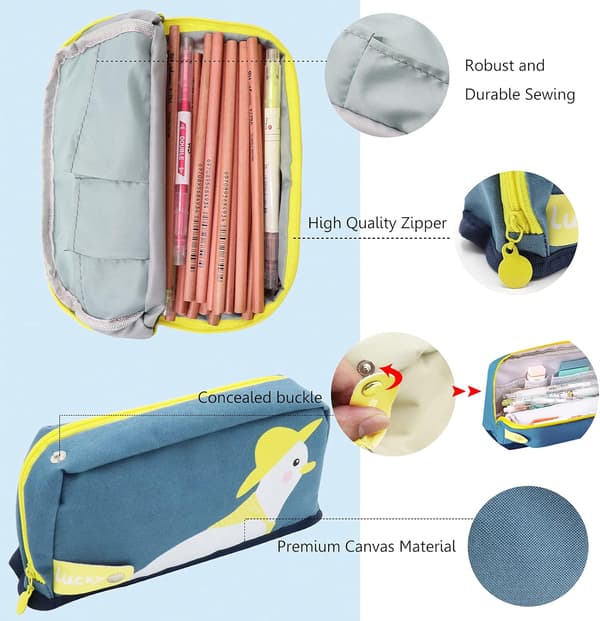 Cute Pencil Case with Large Capacity, Kawaii Pencil Pouch for College