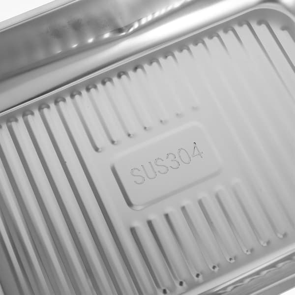 Rostfri djup ugnsform 41x24x8cm rektangulär grillplåt med lock 2-delat set