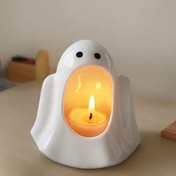 2025 Halloween Keramisk Spøkelseslysestake Morsom Søt Halloween Gave Lys Aromaterapi Dekorasjon