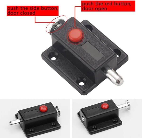 Automatic Spring Button Safety Latch for Cabinets, Interior and Exterior Door Locks Windows, Cupboards, Bedrooms, Bathrooms