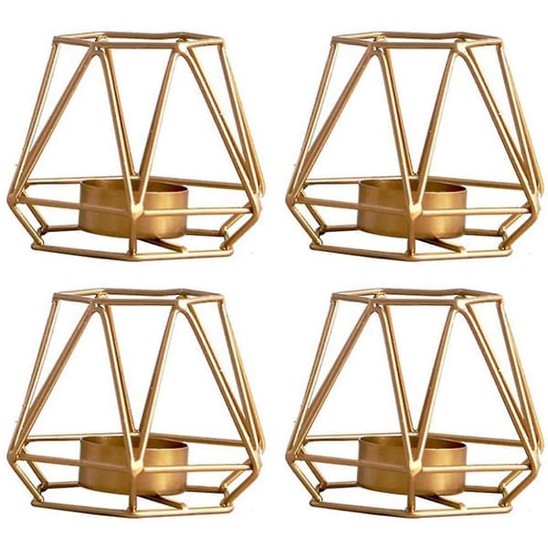 4 stk. metall geometrisk design telysholder, hule telysholdere for vi