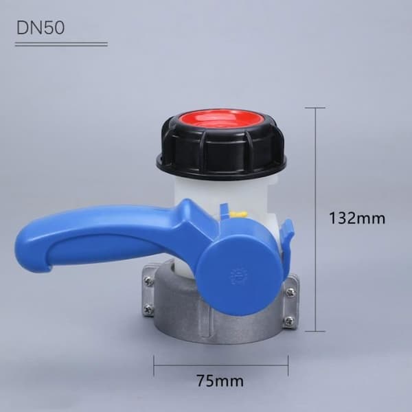 Universal IBC-adapter - Sommerfuglventil - 1000 liters tank - 75 mm IBC-kran - DN50 tilbakeslagsventil