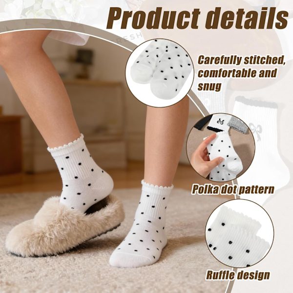 6 par Coquette rosettsockor för kvinnor,