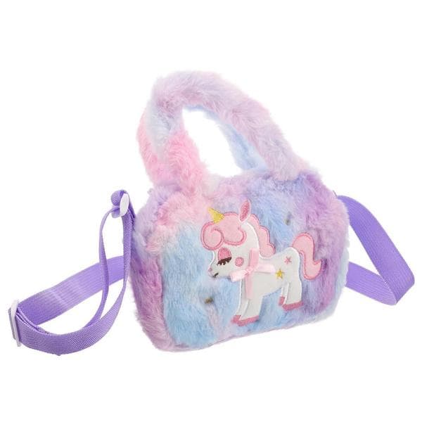 Bedårande handväska för förvaring 2-pack Enhörning Plysch Crossbody-väska Violett