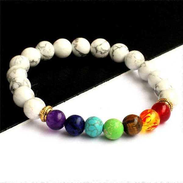5 st vulkanisk stenarmband 7 färger chakra pärlor, eterisk olja aromaterapi armband, lavasten färg