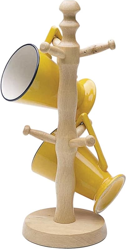 KitchenCraft Krusholder/Krusstativ, 6 Kroge, Bøgetræ, 11,5 cm x 32,5 cm