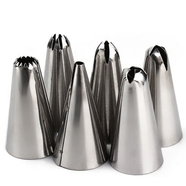 6 stk. sprøytedyser med kobling, sprøyteposer Silver silver