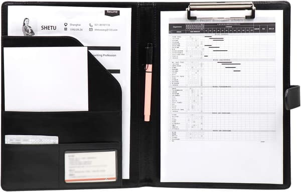 Svart - Skinnmappe A4 Mappe Forretningsmappe Skrivemappe
