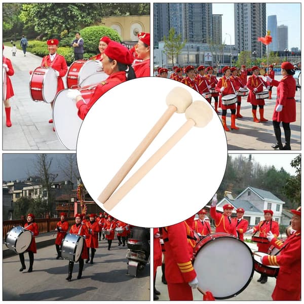 2 Pieces High-Quality Wooden Mallets with Wool Head Drumsticks Percussion Instrument Accessories