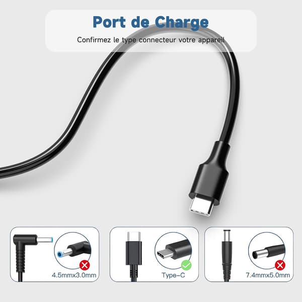 45W bærbar USB-C AC-oplader til Acer Chromebook Spin 11 13 R13 14 15 CB311 CB314 C771 C733