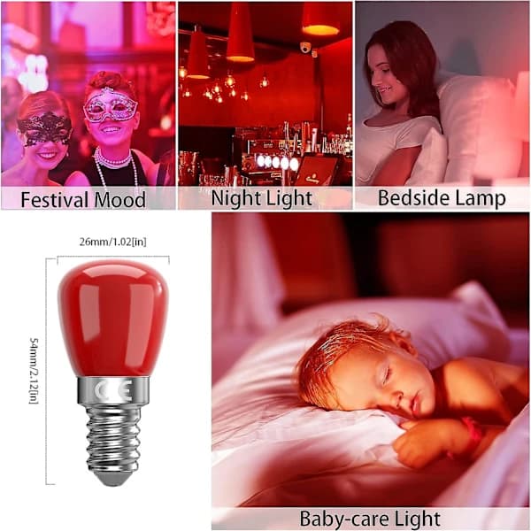 Pakke med E14 røde LED-pærer 3W E14, dekorative røde E14 LED-pærer, 25W erstatning, velegnet til stemningsbelysning, Halloween, jul [Energiklasse