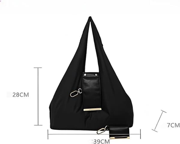 Sammenfoldelig konvertibel mulepose med nøglering, letvægtsnylon til shopping, rejser og daglig brug, sort, 39 x 28 x 7 cm