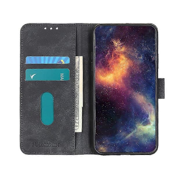 Til Xiaomi Poco F7 5G Etui PU Læder Retro Tekstur Telefoncover (Sort)
