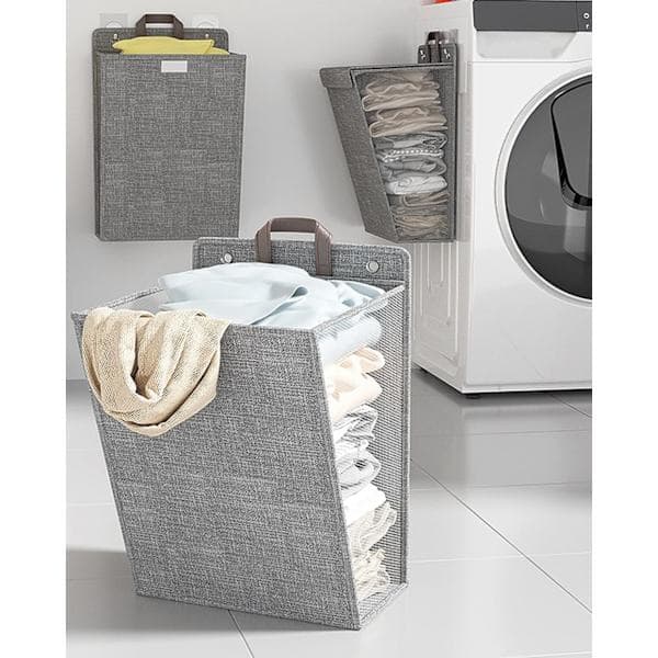 Hanging Laundry Hamper, Large Laundry Basket with Handles, Installation-Free Dirty Clothes Hamper, Wall Mounted Bathroom Basket