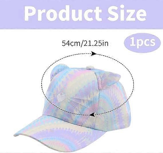 Girls Baseball Cap, Colorful Cat Summer Cap Adjustable Head Circumference Caps Ponytail Cap