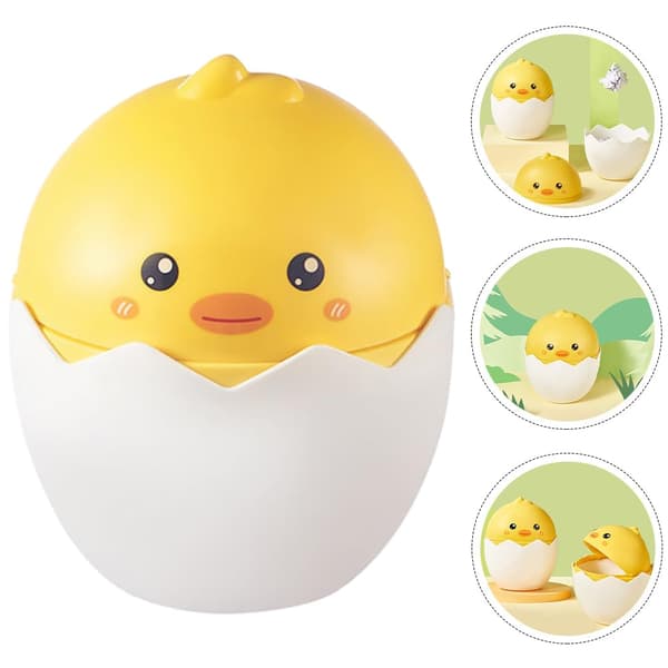 Eggformet skrivebordssøppelbøtte med lokk, gul, 1 stk