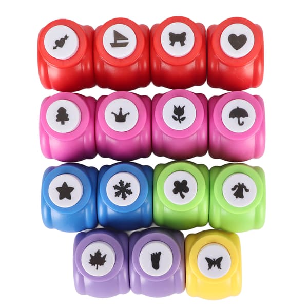 15 Pcs Shape Paper Punch Set for Kids DIY Stimulate Imagination Craft Hole Punch for Scrapbooking Journaling Greeting