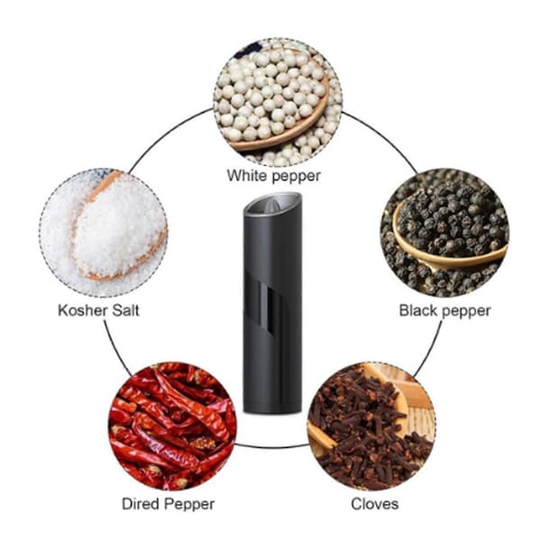 Electric Pepper Grinder ABS Gravity Induction Adjustable Coarseness Automatic Salt and Pepper Mill for Home, Restaurant, and Travel