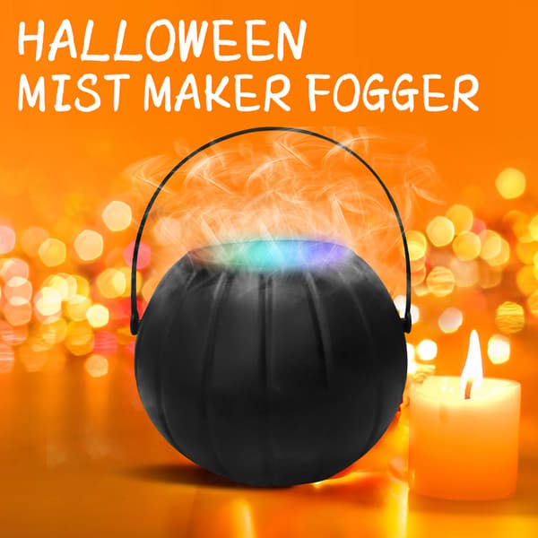 Halloween-dekoration, Halloween häxkittel med dimmaskin och 7-färgs LED-belysning