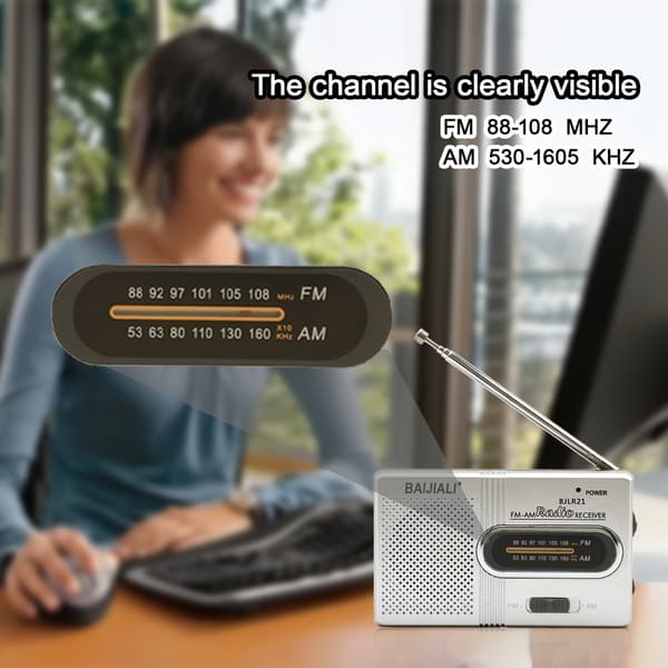Portable AM/FM Radio with Speaker and Headphone Jack - Powered by 2 AA Batteries