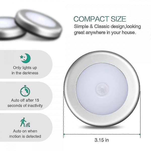 3-pack Motion Sensor Light, Cordless Battery Operated Light, Automatic Night Light With 3m Self-Adhesive Pads