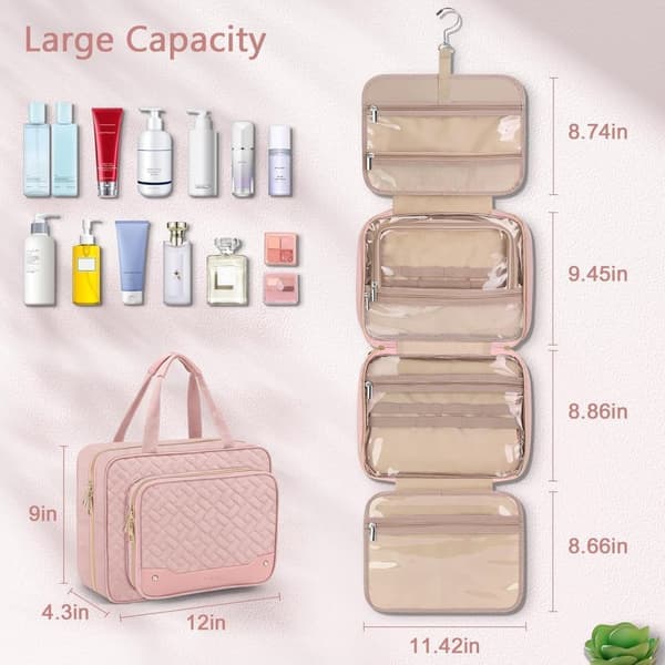 Necessaire - Hængende rejse-necessaire - Stor makeuptaske - Enkel - Lyserød