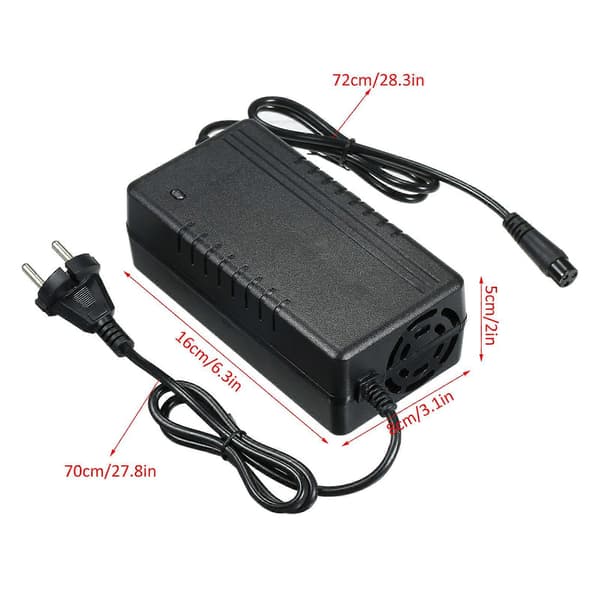 54.6V 2A Elektrisk Scooter Strømlader Li-ion Batterilader 3-pinners Inline Kontakt Hurtigladeadapter for Kugoo M4 Elektrisk Scooter [db]