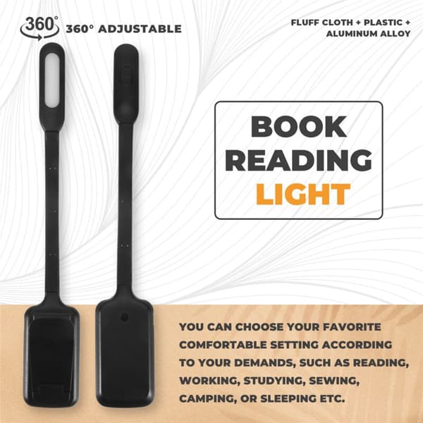 Reading Lamp, Rechargeable Reading Light, 9 LEDs for Reading in Bed with 3 Brightness Levels, Easy to Attach