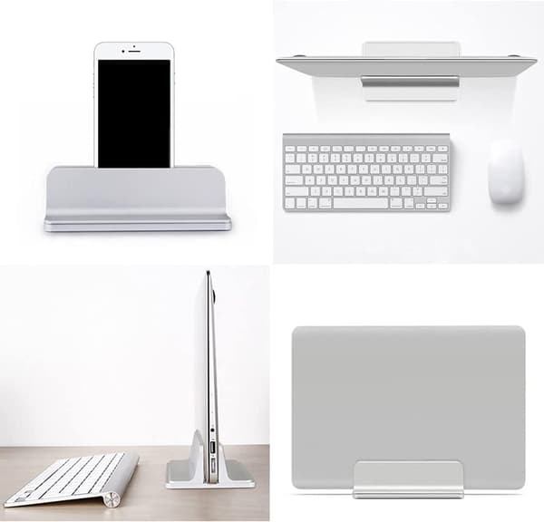 Bærbar computerstativ, lodret skrivebordsstativ med justerbar dockstørrelse, bærbar computerstativ kompatibelt med alle bærbare computere MacBook Surface Gaming Pad (hvid)