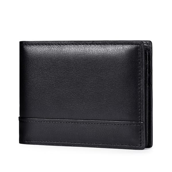 Sort Herre Pung Læder Bifold 11cm L x 1.5cm B x 8cm H