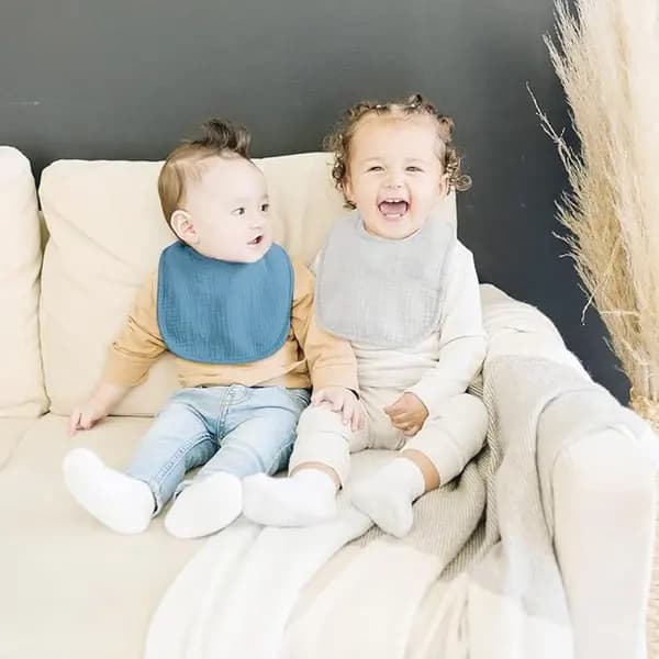 Baby Bibs 8-Pack Soft Absorbent Cotton Bibs with Adjustable Snap for Drooling Infants and Toddlers 23 x 29 cm