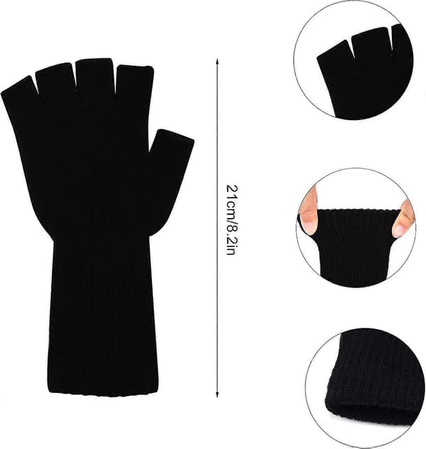 3 Par Fingerlösa Handskar för Kvinnor Män Halvfingerhandskar Vinter Lätta