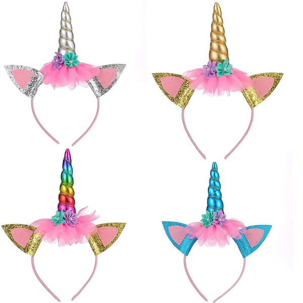Enhjørningsbandana med blomster 3 stk 3 farger Halloween hodeplagg co