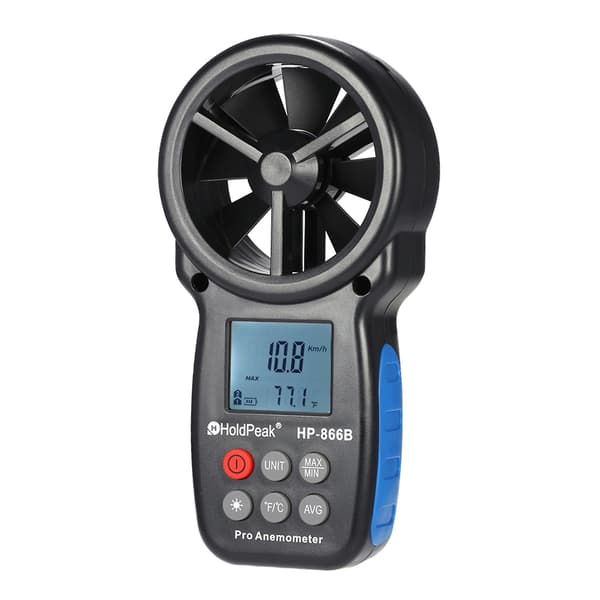 HoldPeak HP-866B Mini LCD Digital Anemometer Vindhastighet Lufthastighet Temperaturmåling med Bakgrunnsbelysning