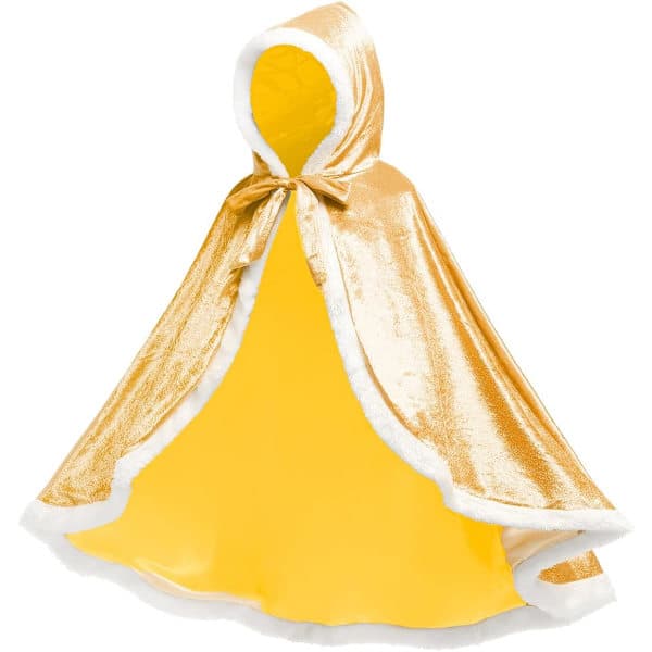 Prinsesse Hette Cape Kappe Kostyme for Jenter Karneval Halloween Jul Karneval Cosplay Gull 9-10 År