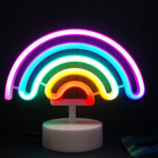 Regnbue Neonlys Regnbuelampe Regnbue Gaver til Kvinner USB/Batteridrevet Neon Regnbue Lys Regnbue Gaver til Jenter Neonlys