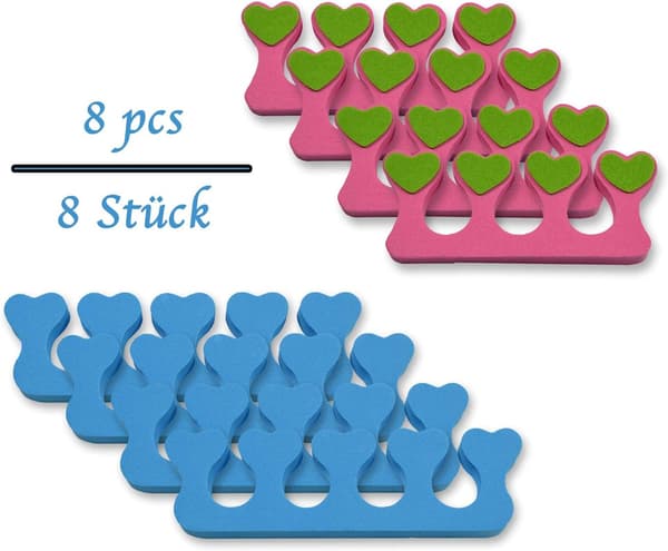 Fingerskillesett, 8 deler, separatorer, avstandsstykker, neglelakkfarge