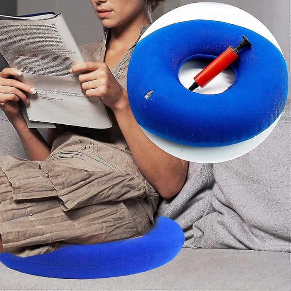Portable Inflatable Donut Cushion, Ring Cushion Compatible with Hemorrhoids, Coccyx and Tailbone Pain Relief, Including Air Pump