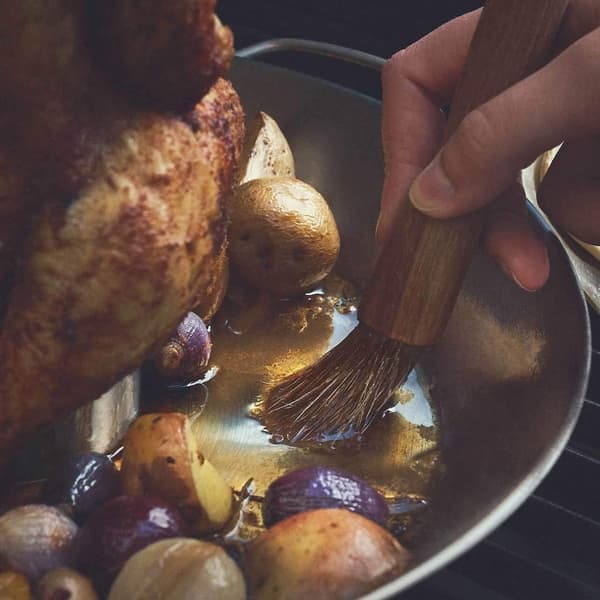 Fjäderfärostare i rostfritt stål, kycklinghållare med arombehållare