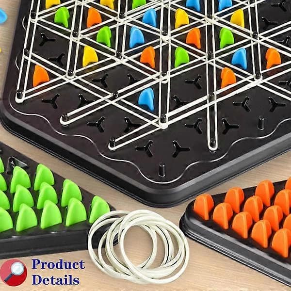 Chain Triangle Chess Game, Interactive Rubber Band Game, 2 to 4 Players for Family Game
